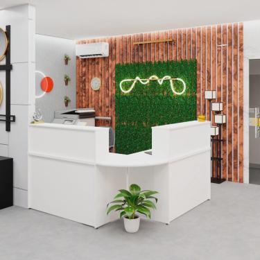 Imagem de Balcão Atendimento De Canto Em L Recepção Consultório 120x60cm