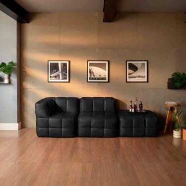 Imagem de Sofá Guldi Popup com Módulo Canto Central e Puff Corino Preto