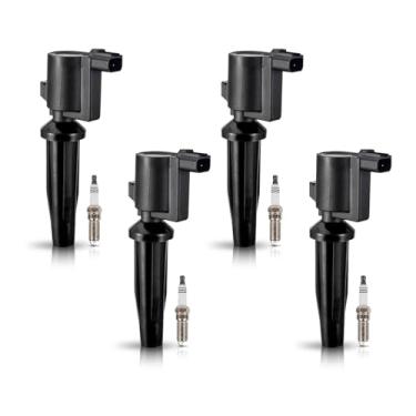 Imagem de ENA Conjunto de 4 velas de ignição e 4 bobinas de ignição compatíveis com Escape C-Max Fusion Transit Connect MKZ Mercury 2.0L 2.5L FD505 SP530