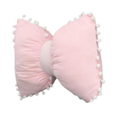 Imagem de FLCPJGV Almoço de cabeça de travesseiro de arco com pom pom pomsh pescof para o brasão de cadeira de escritório quarto quarto, Rosa