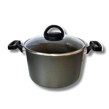 Imagem de Caldeirão Panela 22cm Marcolar Antiaderente C Tampa De Vidro, Grafite 