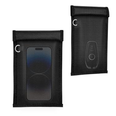 Imagem de Klawdsky Faraday Bolsas para telefones, bolsa Faraday para celular, bolsa com bloqueio de sinal, bloqueador de sinal de celular, chave de carro/WiFi/RFID/bloqueador de sinal GPS preto