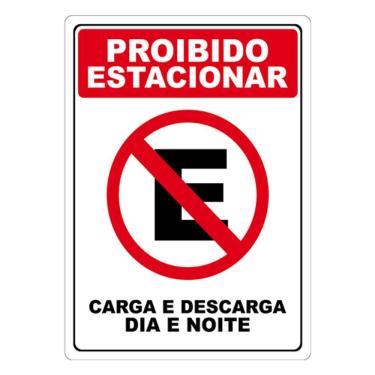 Imagem de Adesivo Proibido Estacionar Carga E Descarga Dia E Noite Cor Vermelho
