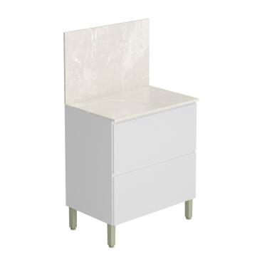 Imagem de Balcão 80cm Art 1 Porta 1 Gaveta Com Tampo E Painel 3021 Branco E ártico