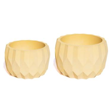 Imagem de Vaso Decorativo Kit 2 Peças Vaso Losangos P E M Artesanal Amarelo