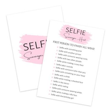 Imagem de ZEDEV Jogo de festa de aniversário - Caça ao tesouro de selfie, lembrancinha de festa de aniversário para meninas, conjunto de 20 cartões de jogos, suprimentos de aniversário para meninas