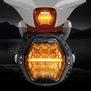 Imagem de DOT and E-MARK Approved 7'' Motorcycles Honeycomb LED Headlight for Street Glide Road Glide Road King Electra Glide Low Rider ST Ultra Limited Softail Fat Boy Trike Heritage