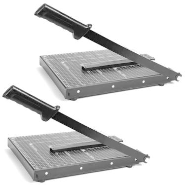 Imagem de Cortador de papel guilhotina de 30,5 cm, capacidade para 15 folhas, base de metal (preto A4, 30,5 cm 2P)