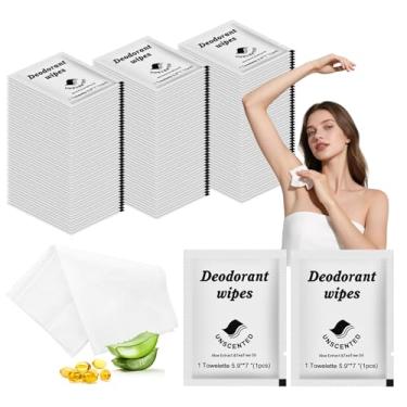 Imagem de Lenços desodorantes de viagem embalados individualmente, lenços corporais para limpar a pele para mulheres e homens (sem cheiro, pacote com 100)