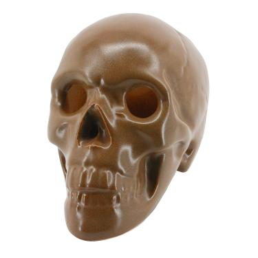 Imagem de Myard Esmalte esmaltado cerâmica à prova de fogo crânio de fogo para lareira a gás ou madeira fogueira fogueira fogueira Halloween decoração de terror (quantidade 1, marrom)