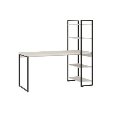 Imagem de Mesa C/estante Alta 150x64x147cm C/04 Prateleiras Branco Chess / Est.preta