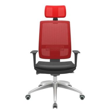 Imagem de Cadeira Office Brizza Tela Vermelha Com Encosto Assento Facto Dunas Pr