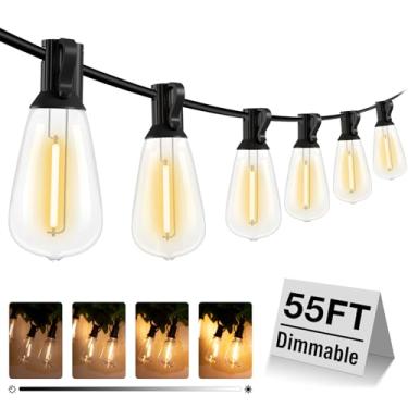 Imagem de litogo Luzes De Led Para Áreas Externas 60 Pés Com Dimmer, Lâmpadas Edison Vintage À Prova D'Água Pátio St38, Temporizador Luz Suspensa Branca Quente Festa Em Gazebo Quintal