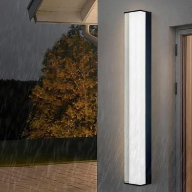 Imagem de Arandela de parede LED moderna para uso externo com faixa longa IP65 à prova de chuva para varanda luminária de parede preta minimalista de alumínio interior/exterior para jardim, villas, garagem
