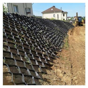 Imagem de Grade Geométrica De Inclinação Grade De Solo Para Grama Areia Cascalho Pedras Lama De Concreto Grades De Cascalho De Polietileno Dobráveis Flexíveis Fá, 10cm/4" High, 6x9m (20x30ft)