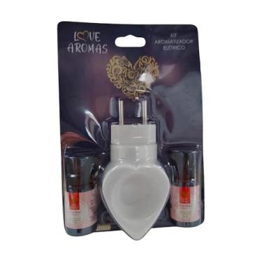 Imagem de Kit Aromatizador Elétrico em Formato de Coração, Bivolt 5W, com 2 Essências Floral Brisa 10ml, Branco
