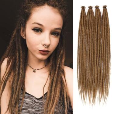 Imagem de Extensões finas de 0,6 cm Dreadlocks Reggae Dreadlocks, loiro de mel, cabelo sintético de crochê (embalagem com 10)