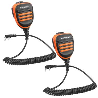 Imagem de BAOFENG Microfone de rádio, microfone de polícia de ombro remoto UV-5R BF-F8HP 5RM UV-21R K5PLUS UV-17R TIDRADIO TD-H3 TD-H8 Quansheng UV-K5 walkie Talkie Microfone de alto-falante portátil (laranja x