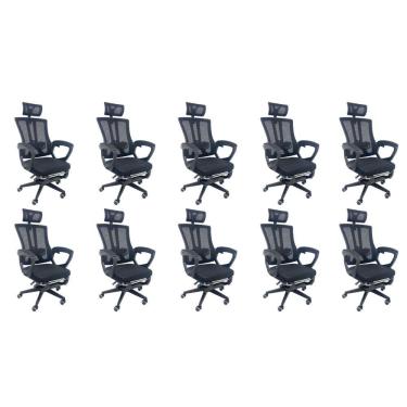Imagem de Kit 10 Cadeiras de Escritório Presidente Executiva Oficial Paris Preto