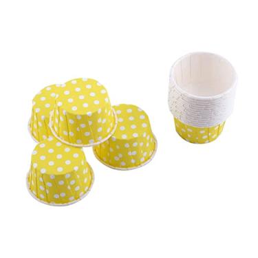Imagem de Atyhao 100pcs de Cupcake de Capa de Capa Wrapper Muffin Assar Copo para Festas Natal de Casamento 8 Cores Com Ferramentas de Embalagem de Bolo, Xícaras de à Prova de (ponto amarelo)