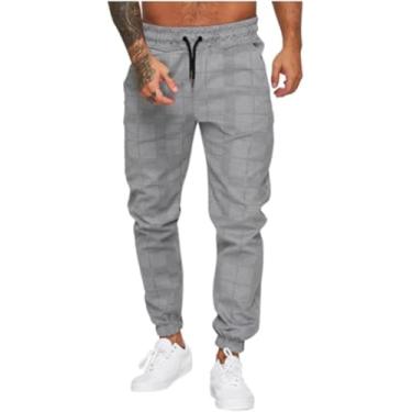 Imagem de Calças Masculinas Calças De Jogging Calças Xadrez Novas Calças Esportivas Plus Fleece, Gray, XXL