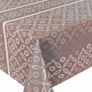 Imagem de Toalha de Mesa Cozinha de Plástico PVC Térmico Para 4 6 e 8 Lugares Várias Estampas Impermeável(CLARICE BROWN,6 Lugares)