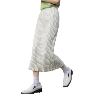 Imagem de Saias Femininas Saias Retas De Malha Cintura Alta Casual Slim Saia Longa, White, One Size