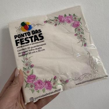 Imagem de Guardanapo de Papel Folha Dupla Borda Floral 33x33 cm - Ponto das Fest