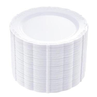 Imagem de Pratos de plástico branco DaYammi de 7,5 polegadas, 60 unidades para f