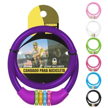 Imagem de Ainiv Cadeado de bicicleta, cabo de bloqueio de bicicleta de 63,5 cm, bloqueios de cabo de códigos antifurto portátil de 4 dígitos, combinações reinicializáveis, trava de bicicleta enrolada para