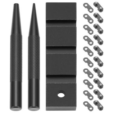 Imagem de QWORK 3 peças de disjuntor de motosserra de bolso com 10 conjuntos de kit de reparo de elos de corrente de motosserra, compatível com 1/10.2 cm, 3/20.3 cm LP, 825.5 cm, 3/20.3 cm, 1,026.2 cm