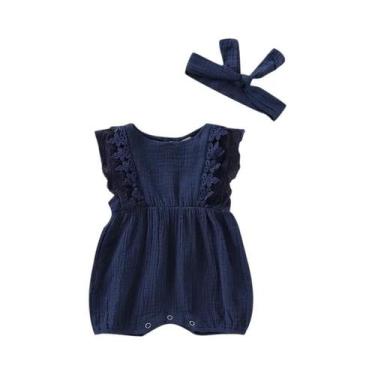 Imagem de Macacão Infantil de Algodão com Renda para Meninas (0-18 Meses) - Verã
