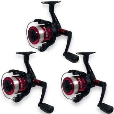 Imagem de Kit 3 Molinete Marine Sports Star 3 Com Linha Vermelho