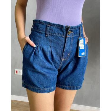 Imagem de Shorts Jeans Feminino com Pregas e Elástico na Cintura  Conforto e Est