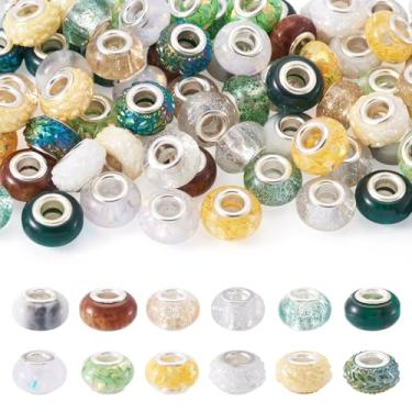 Imagem de Spritewelry Contas europeias de resina para artesanato 14 mm contas de orifício grande 72 peças Natal Rondelle espaçador contas para fazer joias pulseira colar brinco