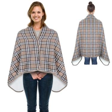 Imagem de WIOR Cobertor aquecido de 139 x 80 cm, cobertor xadrez elétrico usável com aquecimento USB, cobertor de lã quente e lavável com 3 níveis de temperatura, fecho de pressão para escritório em casa