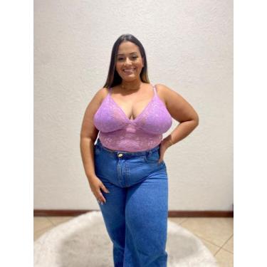 Imagem de Cropped de Renda Plus Size - VM Store, Lilás, 48/50