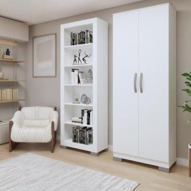 Imagem de Conjunto Estante Flex 5 Prateleiras e Armário Multiuso 2 Portas - Espr