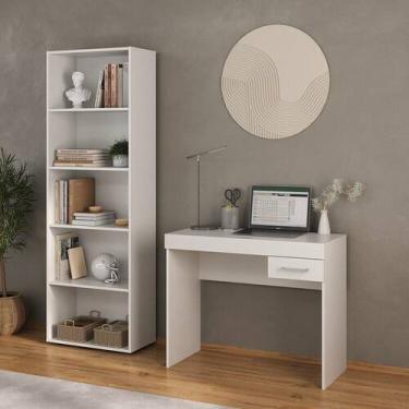 Imagem de Kit 2 Peças com Escrivaninha com Gaveta e Estante para Livros 5 Pratel