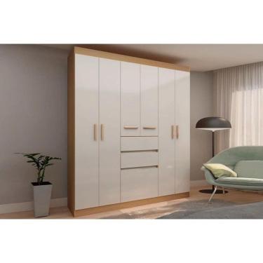 Imagem de Guarda Roupa Solteiro 6 Portas e 3 Gavetas Berna Freijo/White Laca - Genialflex