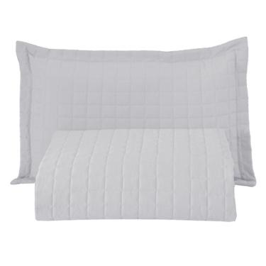 Imagem de Kit Cobre Leito Colcha Bellini Solteiro Dupla Face Percal 300 Fios Textura Matelassê - Branco
