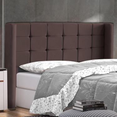Imagem de Cabeceira Cama Box Casal Queen Size Gioconda 160cm Com Frame Veludo Marrom - Abmaza