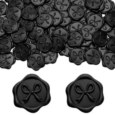 Imagem de MotiMind 100 adesivos de selo de cera de laço, adesivos de selo de envelope de convite de casamento, decalques de carimbo autoadesivos 3D para convite, chá de bebê, cartões de felicitações, embrulho