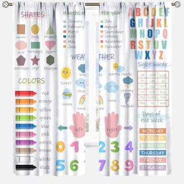 Imagem de Alfabeto ABC Cortinas de janela infantis para bebês, meninas, meninos, quarto, sala de estar, sala de jogos, ferramentas educacionais de aprendizagem, tratamento de janela para sala de aula, 106 x 113