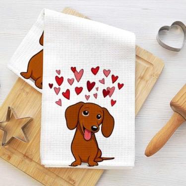 Imagem de Cute Dachshund Cute Dachshund Toalhas de cozinha, toalha de prato decorativa de microfibra absorvente, toalhas de mão de waffle para cozinha, casa, banheiro, presentes para amantes de cães