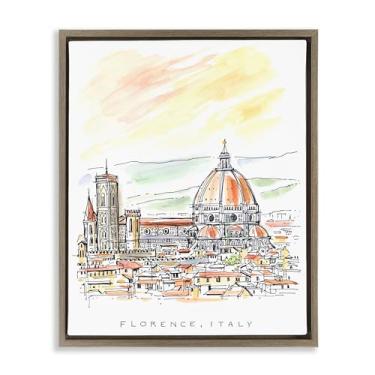 Imagem de Stupell Industries Minimal Florence Skyline Gray Framed Floater Canvas Wall Art, design por Angela Steahling, 21 x 17