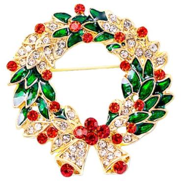 Imagem de Broche de Natal para mulheres, strass de cristal esmaltado, árvore de doces, alfinete de lapela, broches de Natal, acessórios de meia bijuteria de Natal para férias de Natal, Large, Tecido, Sem Pedra