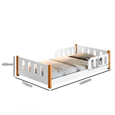 Imagem de Cama Montessoriana Infantil Com Grade de Proteção Camila Branco Com 2 Luminárias - Divaloto