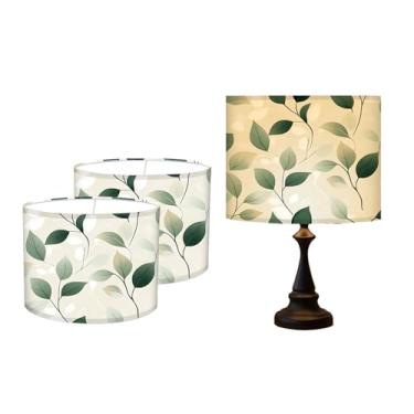 Imagem de Abajur de mesa, 33 cm L x 25 cm A impressão HD geométrico floral deixa abajur de mármore, abajures, decoração moderna de abajur para luminárias de mesa e chão (folhas, 33 cm L x 25 cm A)