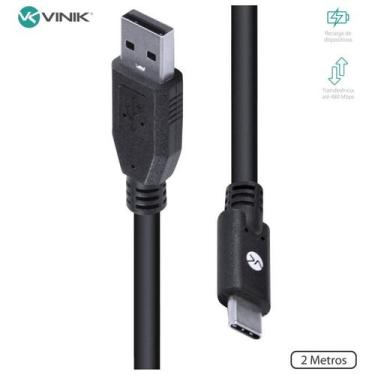 Imagem de Cabo usb tipo c carregador e dados 2 metros smartphones pc - Vinik
